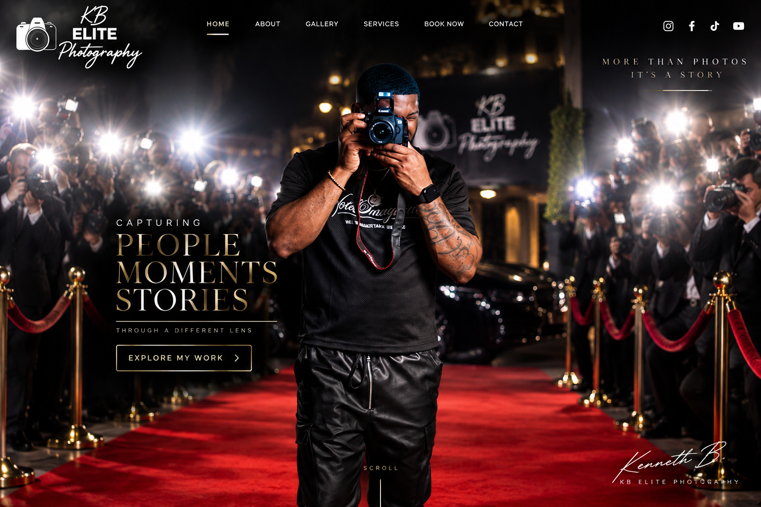 Kenneth Bowens photographing on a red carpet